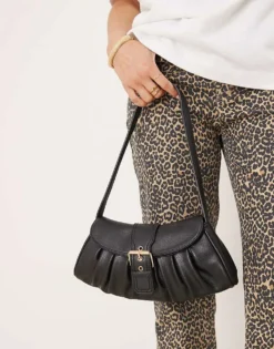 Glamorous Rouched Buckle Detail Shoulder Bag In Black For Women -Glamorous Shop 206776196 3