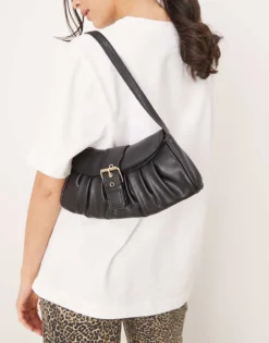 Glamorous Rouched Buckle Detail Shoulder Bag In Black For Women -Glamorous Shop 206776196 4
