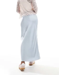 Glamorous Ultimate Slip Midi Skirt In Silver Satin For Women -Glamorous Shop 206794461 3