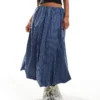 Glamorous Puff Ball Maxi Skirt In Navy Black Stripe For Women