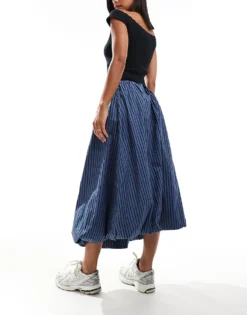 Glamorous Puff Ball Maxi Skirt In Navy Black Stripe For Women -Glamorous Shop 206794644 3
