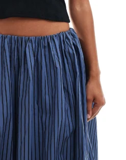 Glamorous Puff Ball Maxi Skirt In Navy Black Stripe For Women -Glamorous Shop 206794644 4