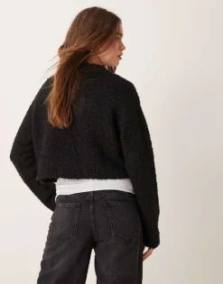 Glamorous Boxy Fit Jumper In Fluffy Black Knit For Women -Glamorous Shop 206794715 3