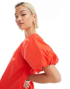 Glamorous Puff Ball Mini Dress In Pop Red For Women -Glamorous Shop 206794741 3