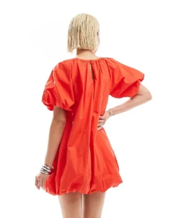 Glamorous Puff Ball Mini Dress In Pop Red For Women -Glamorous Shop 206794741 4