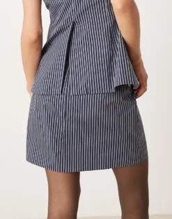 Glamorous Low Rise Mini Skirt In Dark Navy Stripe Co-ord For Women -Glamorous Shop 207162469 3