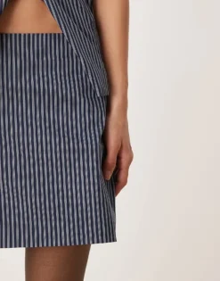 Glamorous Low Rise Mini Skirt In Dark Navy Stripe Co-ord For Women -Glamorous Shop 207162469 5