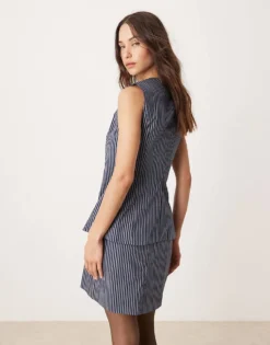 Glamorous Milkmaid Blouse In Blue And Brown Check Co-ord For Women Blue/brown Check -Glamorous Shop 207162498 4