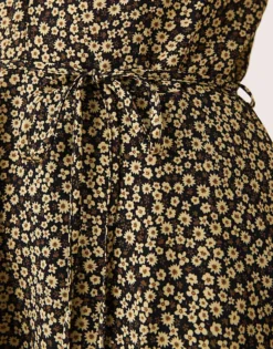 Glamorous Long Sleeve V Neck Mini Dress In Black And Yellow Ditsy Floral For Women Multi Floral -Glamorous Shop 207162506 3