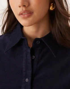 Glamorous Chuck On Smock Dress In Dark Navy Micro Cord For Women -Glamorous Shop 207162540 3