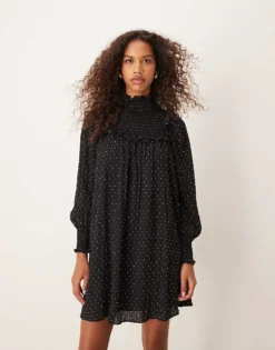 Glamorous Smock Ruffle High Neck Mini Dress In Polka Dot For Women -Glamorous Shop 207162554 4