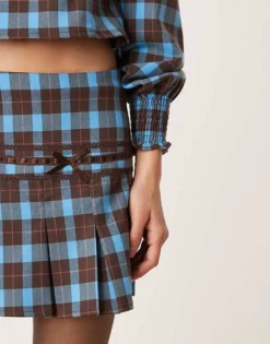 Glamorous Blue And Brown Check Mini Skirt Co-ord For Women Blue/brown Check -Glamorous Shop 207162622 5