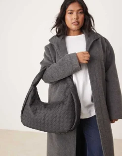 Glamorous Oversized Woven Shoulder Bag In Matte Black For Women -Glamorous Shop 207296735 3