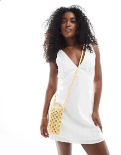 Glamorous Crochet Crossbody Phone Bag In Yellow For Women
