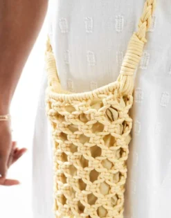 Glamorous Crochet Crossbody Phone Bag In Yellow For Women -Glamorous Shop 207296784 3