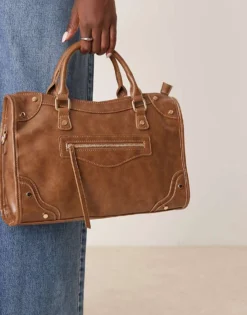 Glamorous Top Handle Tote Bag In Brown For Women -Glamorous Shop 207296794 3