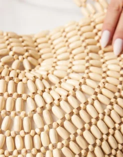 Glamorous Beaded Half Moon Shoulder Bag In Cream For Women -Glamorous Shop 207296803 3