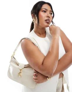 Glamorous Slouch Shoulder Bag With Gold Clasp In Cream For Women -Glamorous Shop 207296842 1 cream 1