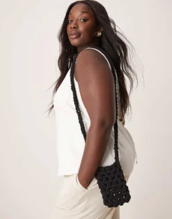 Glamorous Crochet Crossbody Phone Bag In Black For Women -Glamorous Shop 207296880 3