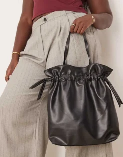 Glamorous Rouched Detail Tote Bag In Black For Women