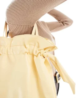 Glamorous Rouched Detail Tote Bag In Pale Yellow For Women -Glamorous Shop 207296926 3