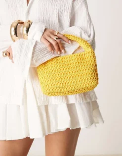 Glamorous Straw Grab Bag In Yellow For Women