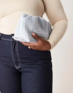 Glamorous Woven Clutch Bag In Blue Grey For Women Bue Grey