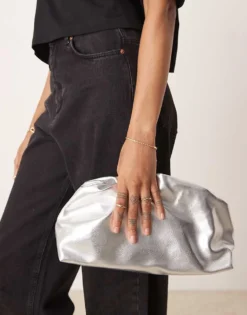 Glamorous Pillow Clutch Bag In Silver Metallic For Women -Glamorous Shop 207296941 1 silver 1