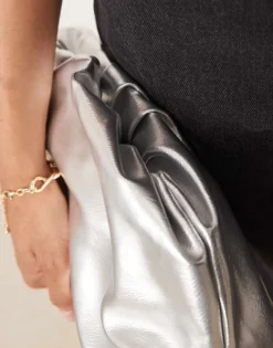 Glamorous Pillow Clutch Bag In Silver Metallic For Women -Glamorous Shop 207296941 3