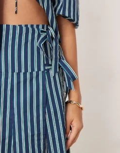 Glamorous Midaxi Kilt With Side Ties In Green Stripe Co-ord For Women Multi -Glamorous Shop 207382271 5