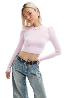 Glamorous High Neck Cropped Jumper In Soft Pink For Women -Glamorous Shop 207410251 1 softpink 1