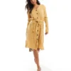 Glamorous Button-front Cardigan Midi-dress In Camel For Women