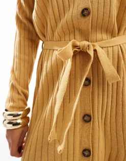 Glamorous Button-front Cardigan Midi-dress In Camel For Women -Glamorous Shop 207476019 3