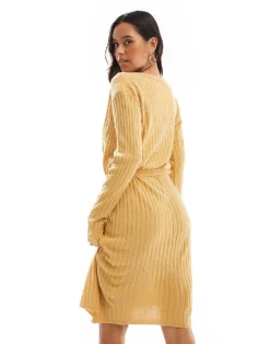 Glamorous Button-front Cardigan Midi-dress In Camel For Women -Glamorous Shop 207476019 4