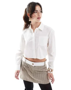 Glamorous Crop-shirt In White For Women -Glamorous Shop 207476049 1 white 1