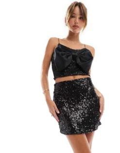 Glamorous Bodycon Mini Skirt In Black Sequin For Women -Glamorous Shop 207476081 3
