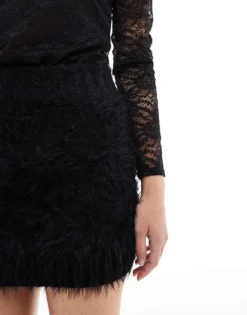 Glamorous Knitted Fluffy Mini Skirt In Black For Women -Glamorous Shop 207476097 5