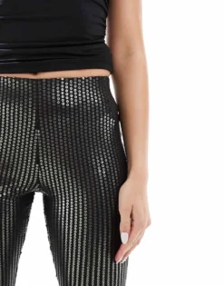 Glamorous Flared Low-rise Trousers In Black Pewter Sequin For Women -Glamorous Shop 207476115 5