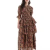 Glamorous Tiered Maxi-dress In Burnt Orange Daisy For Women
