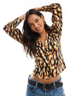 Glamorous Button-front Top In Digital Tie-dye For Women -Glamorous Shop 207476191 1 digitaltiedye 1