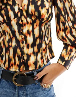 Glamorous Button-front Top In Digital Tie-dye For Women -Glamorous Shop 207476191 3