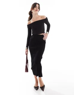 Glamorous High Waist Knit Midaxi Skirt In Black For Women -Glamorous Shop 207476207 1 black 1