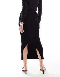 Glamorous High Waist Knit Midaxi Skirt In Black For Women -Glamorous Shop 207476207 3