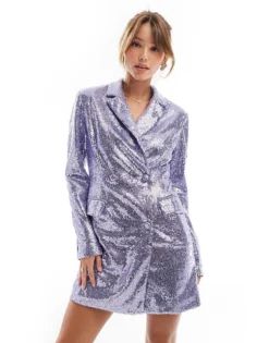 Glamorous Blazer Mini-dress In Lilac Sequin For Women -Glamorous Shop 207476214 1 lilacsequin 1