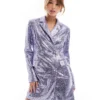 Glamorous Blazer Mini-dress In Lilac Sequin For Women