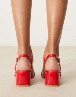 Glamorous Low Block Heeled Sandals In Red For Women Cherry Red -Glamorous Shop 207530322 3