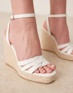 Glamorous Espadilles Wedge Heeled Sandals In White For Women -Glamorous Shop 207530341 4