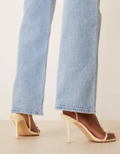 Glamorous Bow Heeled Sandals In Lemon Yellow For Women Lemon Yellow Micro -Glamorous Shop 207530413 3