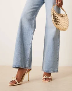 Glamorous Bow Heeled Sandals In Lemon Yellow For Women Lemon Yellow Micro -Glamorous Shop 207530413 4