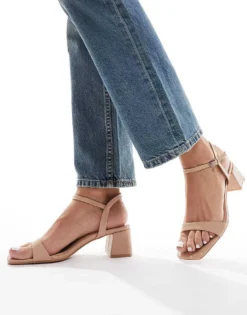 Glamorous Low Block Heeled Sandals In Beige For Women -Glamorous Shop 207530421 4